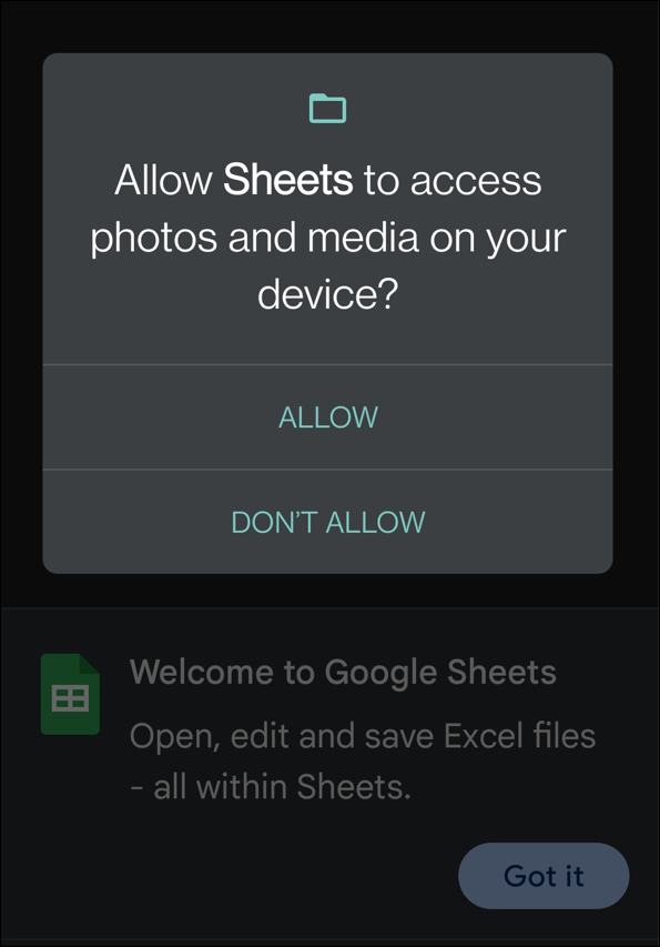 Permite que Sheets acceda a archivos XLSX abiertos en Android