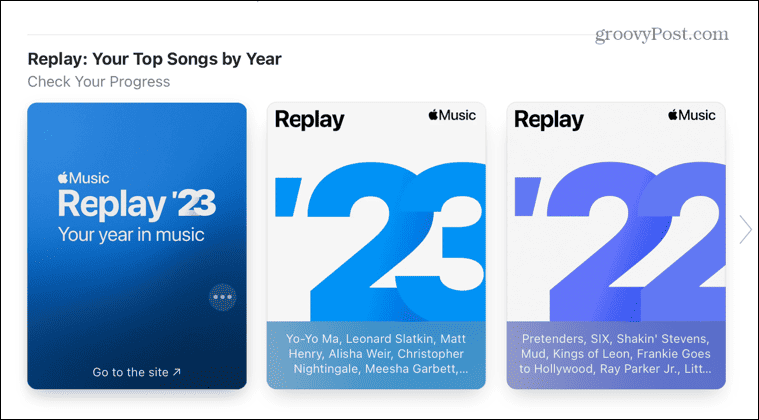 sección de reproducción de música de Apple