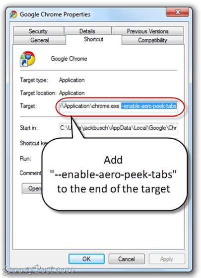 Habilitar Aero Peek en todas las pestañas de Google Chrome