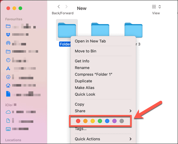 Configurar una etiqueta de color predeterminada para una carpeta en Mac