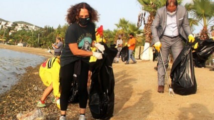 ¡Sertab Erener se rebeló recolectando basura en Bodrum!