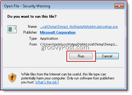 ejecute la configuración de noreplyall para Outlook 2010