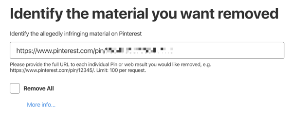 Identifique por URL los pines de Pinterest robados que le gustaría eliminar