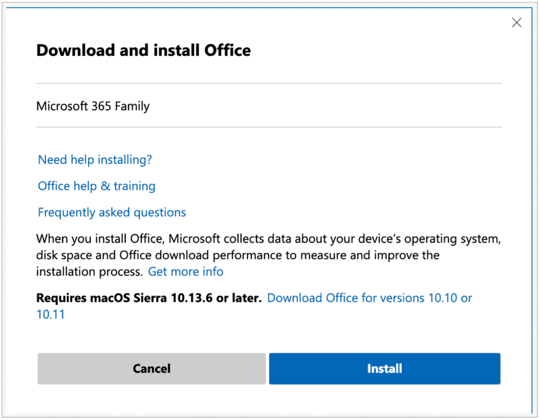Instalación web de Microsoft 365