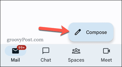 Botón de redacción de Gmail en Android