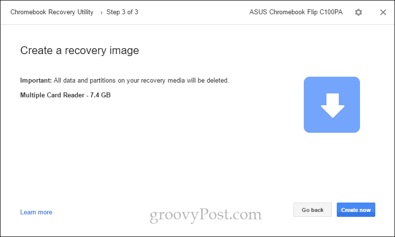 crear una imagen de recuperación de Chromebook