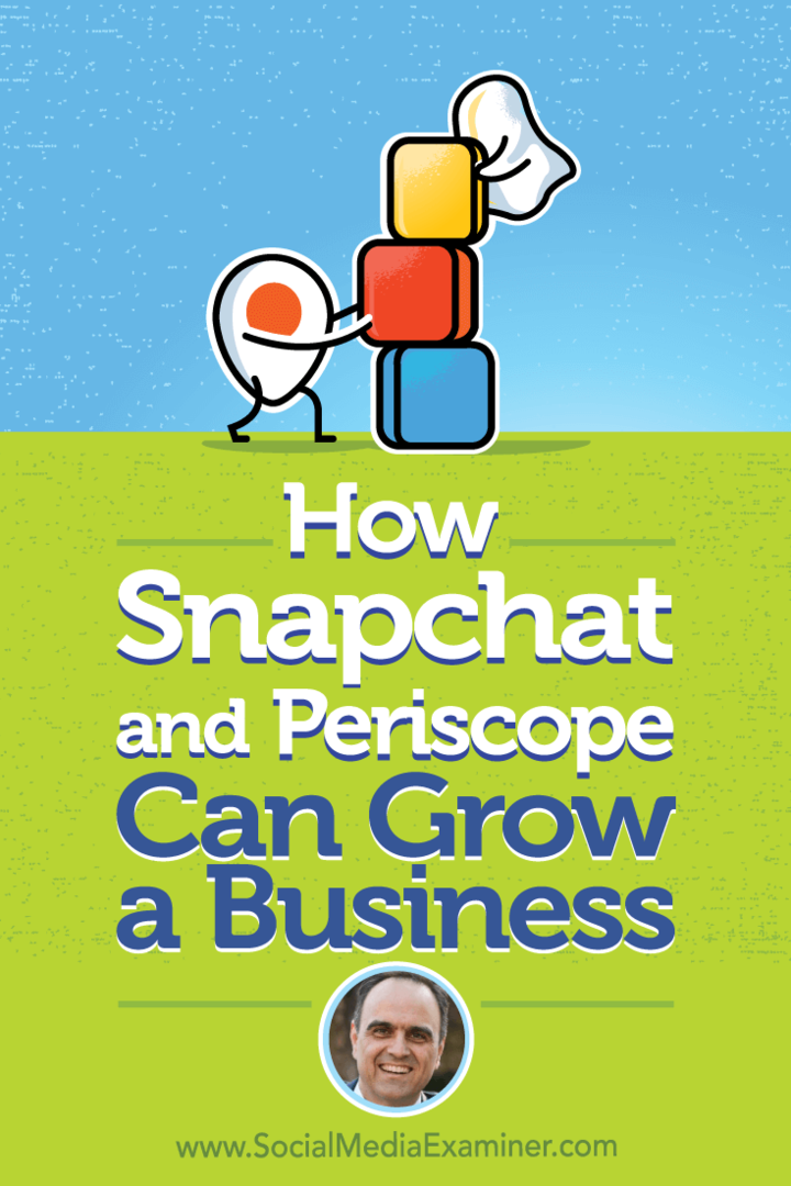 Cómo Snapchat y Periscope pueden hacer crecer un negocio con información de John Kapos en el podcast de marketing en redes sociales.