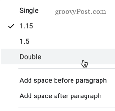 Seleccionar una opción de interlineado en Google Docs
