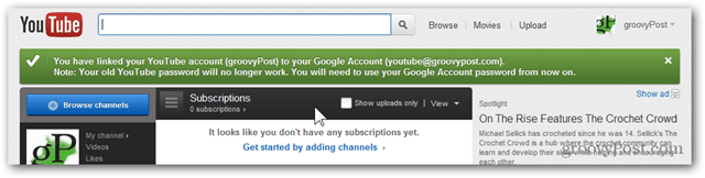 Vincular una cuenta de YouTube a una nueva cuenta de Google - Confirmación - Cuenta migrada