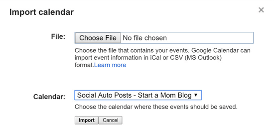 importar archivo csv en el calendario de google