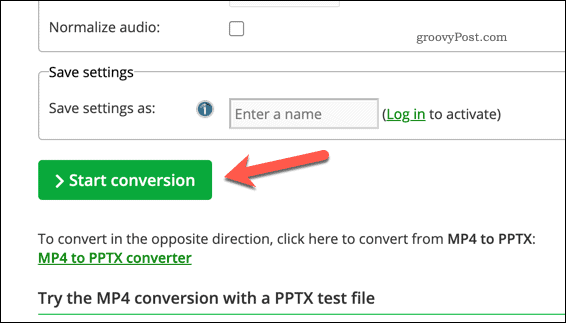 Conversión de un archivo PPTX a video usando un servicio en línea