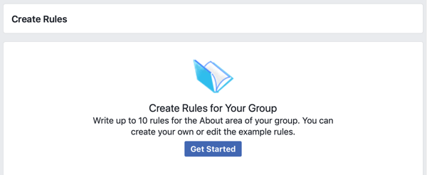 Cómo mejorar la comunidad de su grupo de Facebook, opción de Facebook para comenzar a crear reglas para su grupo