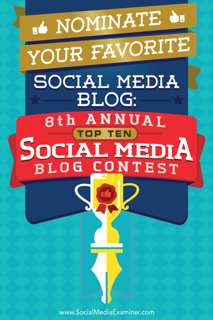 Nomine a su blog de redes sociales favorito: Octavo Concurso Anual de Blogs de Redes Sociales Top 10: Examinador de Redes Sociales
