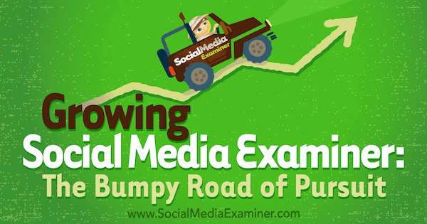 Growing Social Media Examiner: The Bumpy Road of Pursuit con información de Michael Stelner con entrevista de Mark Mason en el podcast de marketing de redes sociales