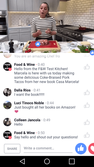 Food & Wine presenta a la chef Marcela Valladolid en una transmisión de co-marketing en Facebook Live que beneficia a ambas partes.