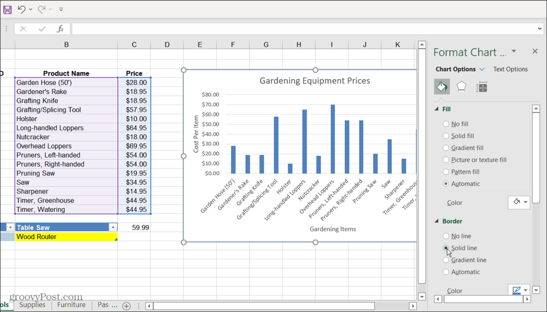  Menú de opciones de formato de gráfico Excel
