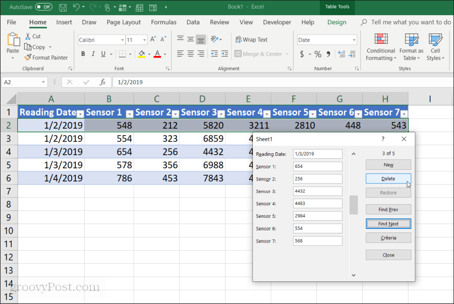 eliminar un registro de tabla