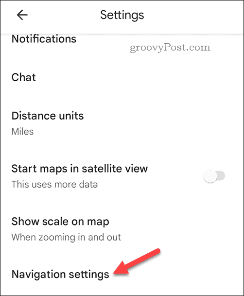 Abrir la configuración de navegación móvil de Google Maps