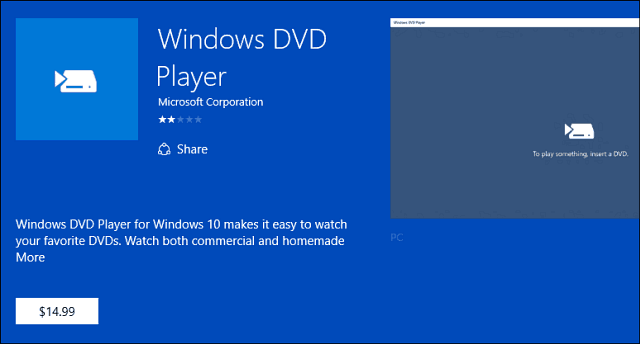 Aplicación Windows DVD Player