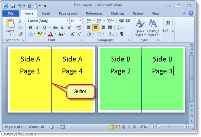 La captura de pantalla de Micosoft Word 2010 para crear un folleto en Microsoft Word 2010 puede ser un poco complicada, pero este diagrama debería ayudar