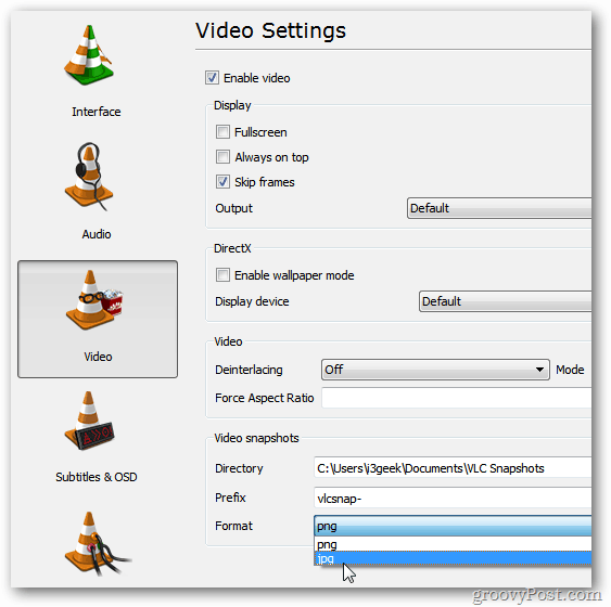 Configuración de preferencia de VLC