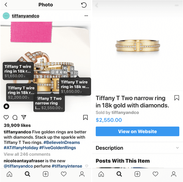 Cómo mejorar tus fotos de Instagram, publicación de imágenes para comprar de Tiffany & Co.
