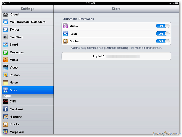 Configuración de la tienda iPad