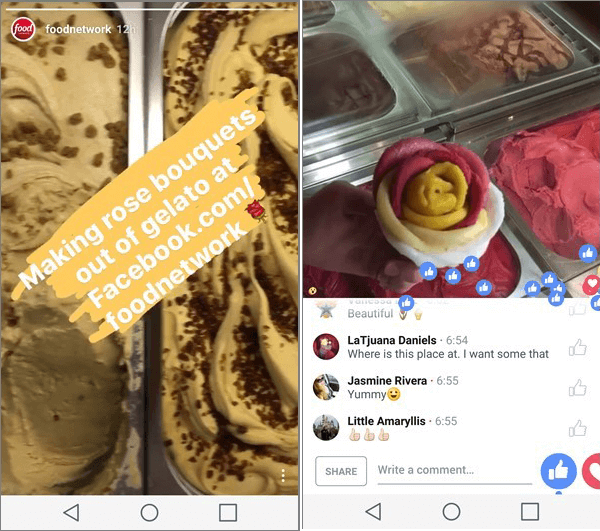 redes de comida de historias de instagram