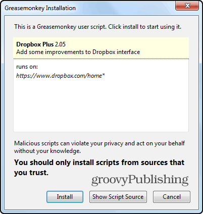 Estructura de árbol de Dropbox Script de instalación de Firefox