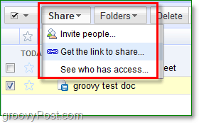 El menú para compartir e invitar a Google Docs le permite varias opciones para compartir