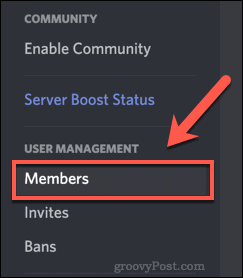 Opción de lista de miembros de Discord Server