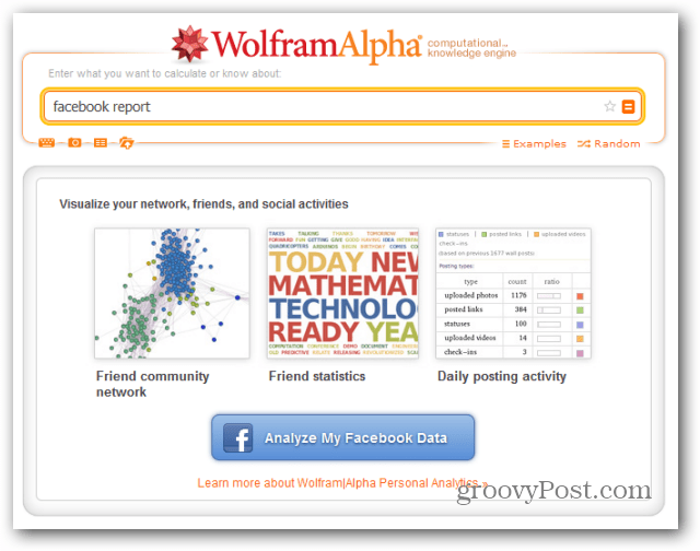 Wolfram Alpha Facebook informe analizar