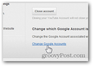 Vincular una cuenta de YouTube a una nueva cuenta de Google: haga clic en Cambiar cuentas de Google