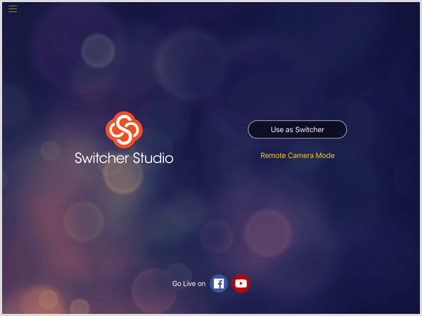 Switcher Studio pantalla principal iOS