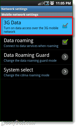 Datos Android 3G deshabilitados
