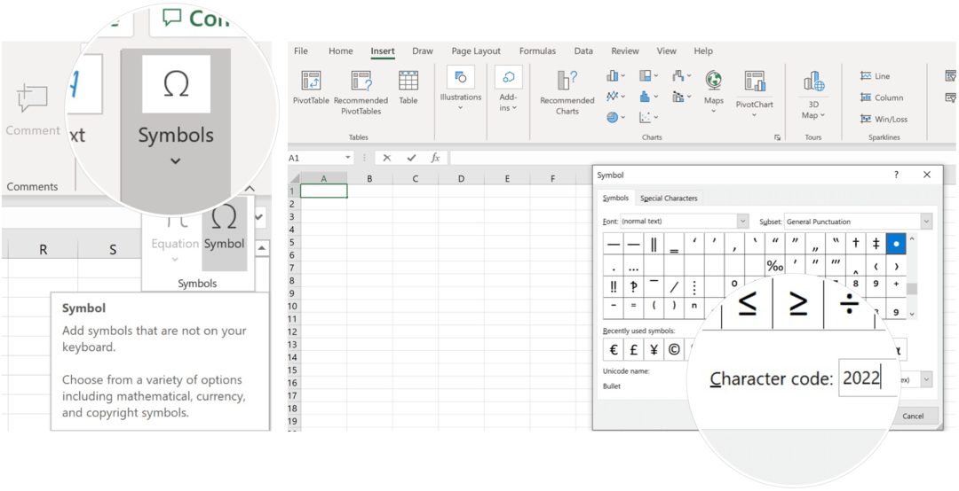 Insertar símbolo en Microsoft Excel