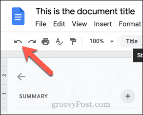 Botón Deshacer en Google Docs