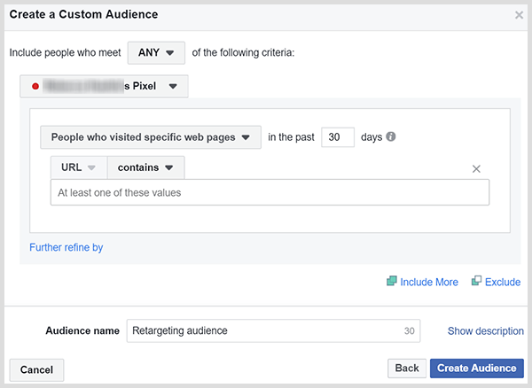 Las audiencias personalizadas de Facebook pueden reorientar a las personas que visitaron su página de ventas o producto.