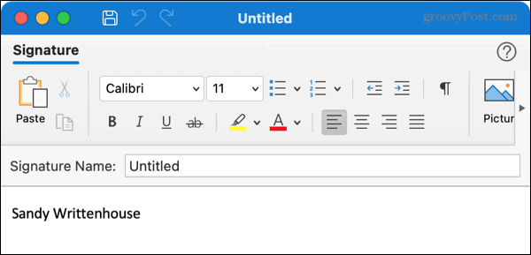 Cree una nueva firma en Outlook en Mac