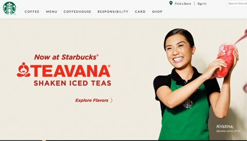 página de inicio de Starbucks