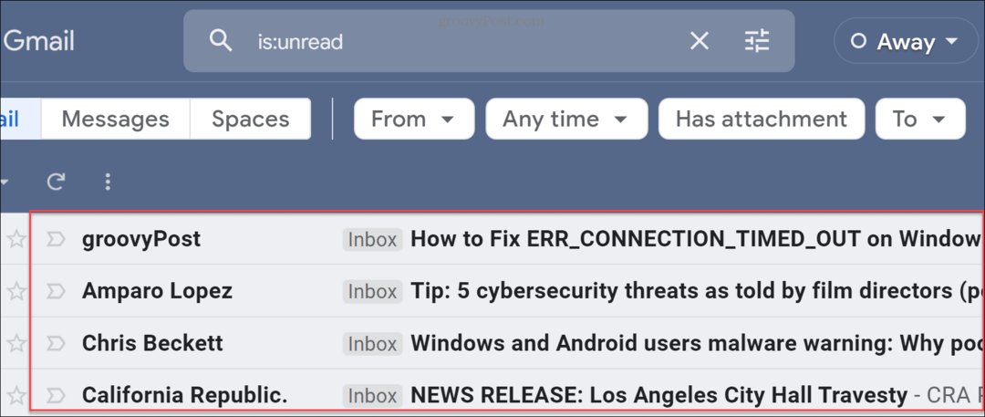 Encuentra correos electrónicos no leídos en Gmail