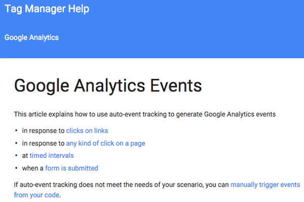 eventos del administrador de etiquetas de Google