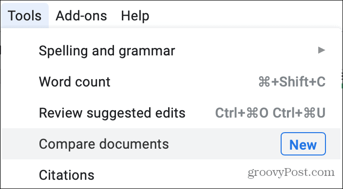 Herramientas Comparar documentos en Google Docs