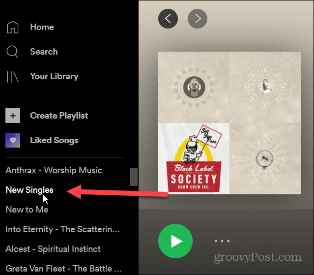 seleccione la lista de reproducción de escritorio de Spotify