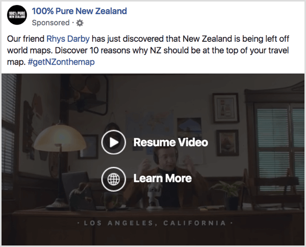 Ejemplo de reconocimiento de anuncios de video de Facebook