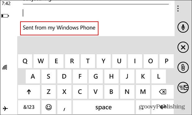 Firma de correo electrónico de Windows Phone