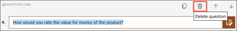 Eliminar una pregunta en Microsoft Forms