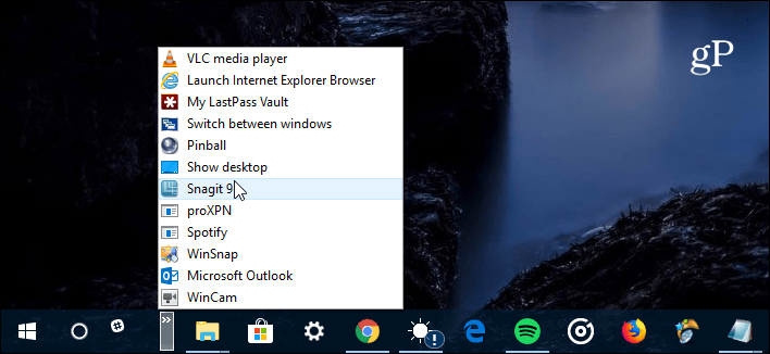 Barra de inicio rápido de Windows 10
