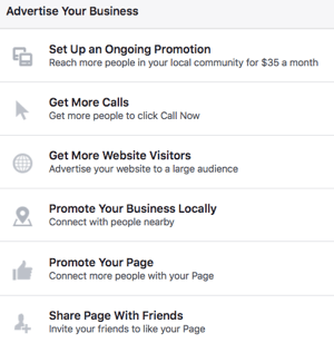 El uso de una página de Facebook le brinda acceso a una variedad de opciones de publicidad.