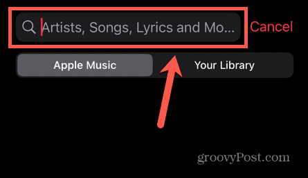 campo de búsqueda de Apple Music
